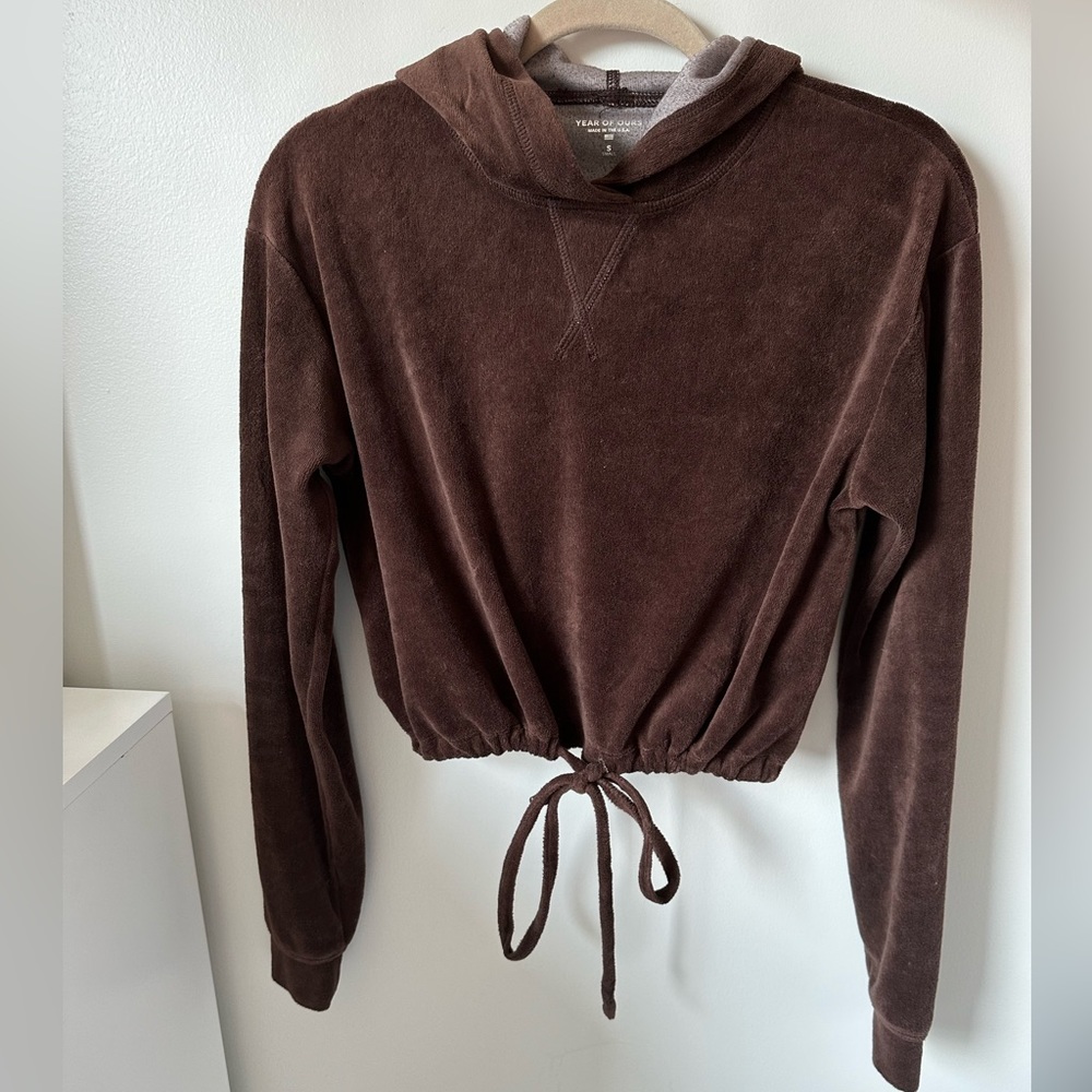 Year Of Ours Velour Brown Crop Hoodie